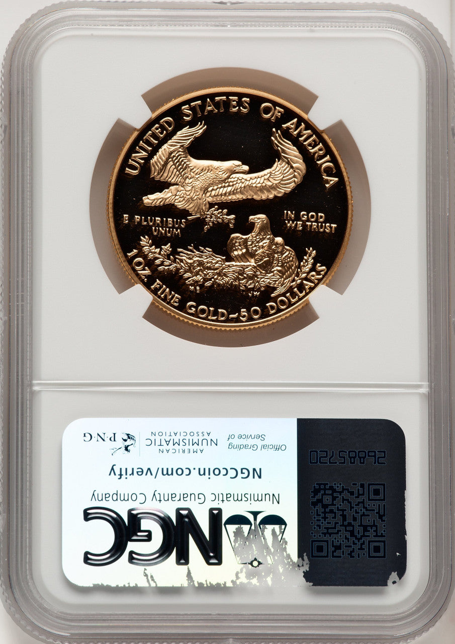 1999-W $50 One-Ounce Gold Eagle Brown Label NGC PF70