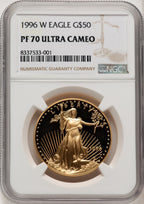 1996-W $50 One-Ounce Gold Eagle Brown Label NGC PF70