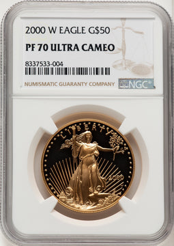 2000-W $50 One-Ounce Gold Eagle Brown Label NGC PF70 (755489024)