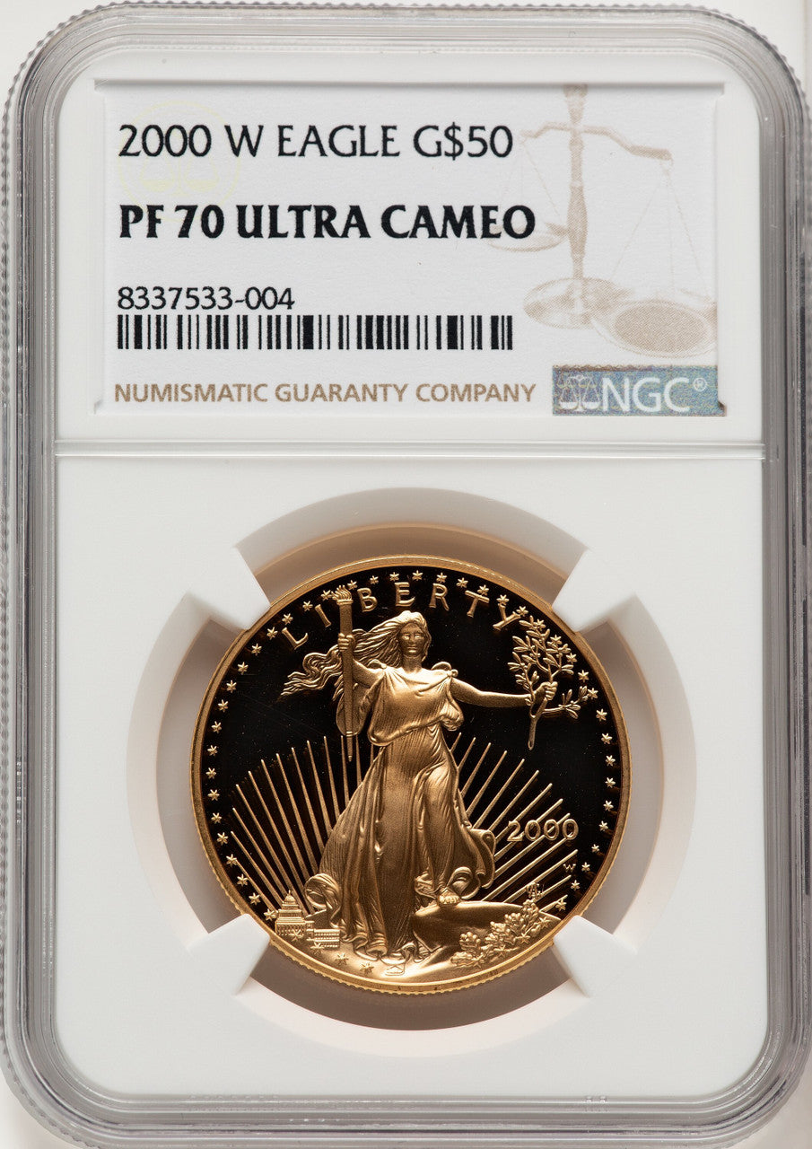 2000-W $50 One-Ounce Gold Eagle Brown Label NGC PF70 (755489024)