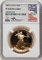 1986-W $50 One-Ounce Gold Eagle John Mercanti NGC PF70 (506930019)