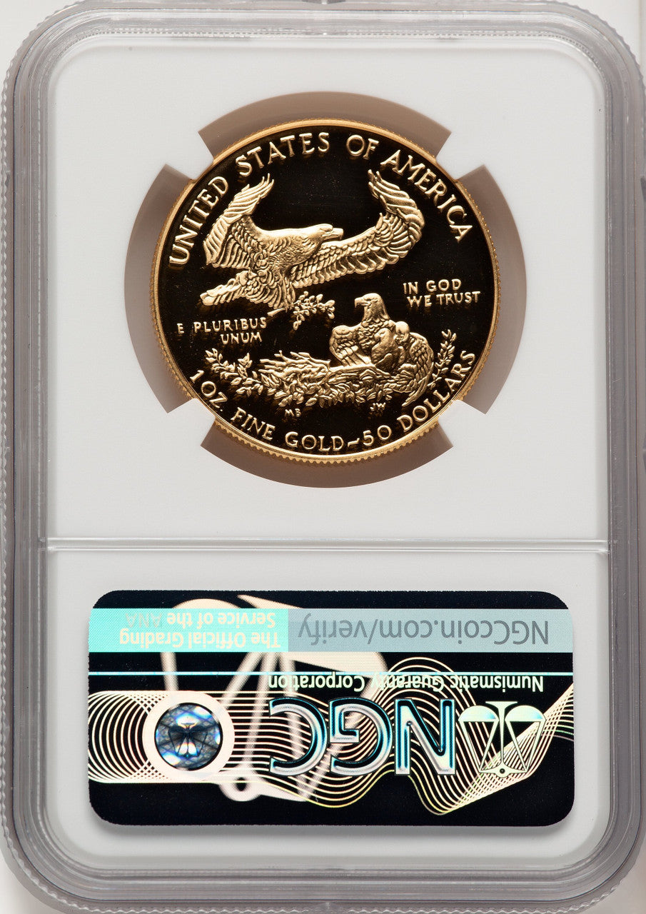 1986-W $50 One-Ounce Gold Eagle John Mercanti NGC PF70 (506930019)