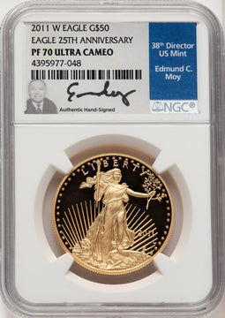 2011-W $50 One-Ounce Gold Eagle Ed Moy NGC PF70