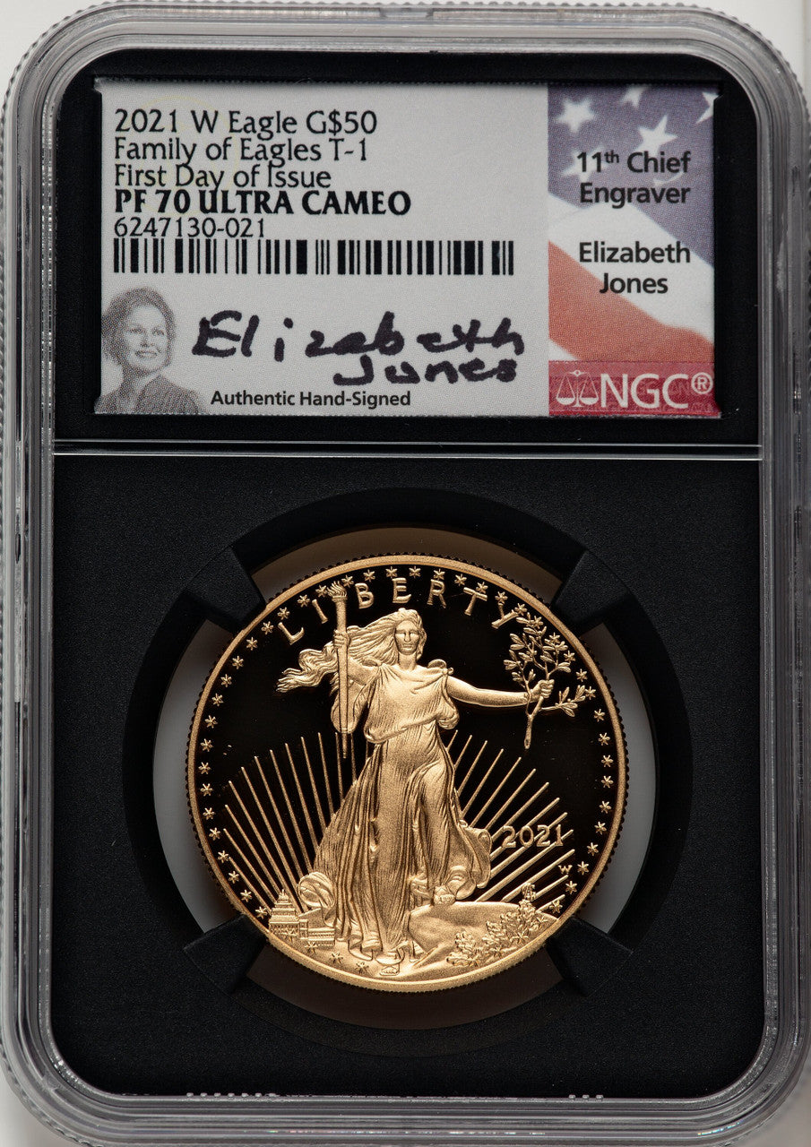 2021-W $50 Gold Eagle T-1 FDI NGC PF70 Elizabeth Jones