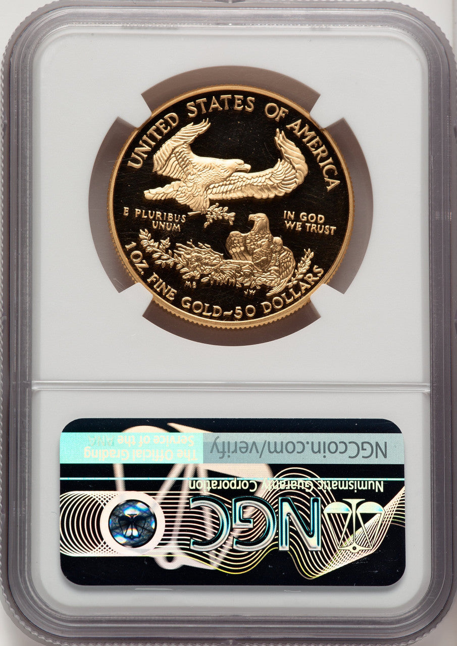 2008-W $50 One-Ounce Gold Eagle Ed Moy NGC PF70