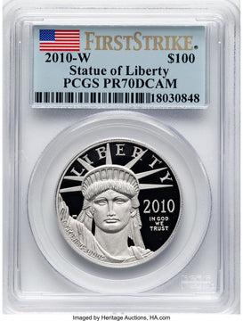 2010-W $100 One-Ounce Platinum Eagle Statue of Liberty FS Flag PCGS PR70