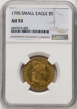 1795 $5 Small Eagle Early Half Eagle NGC AU53