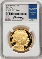 2018-W $50 One Ounce Gold Eagle First Day of Issue Denver Moy Signature Ed Moy NGC PF70