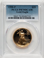 1990-P $25 Half-Ounce Gold Eagle Blue Gradient PCGS PR70