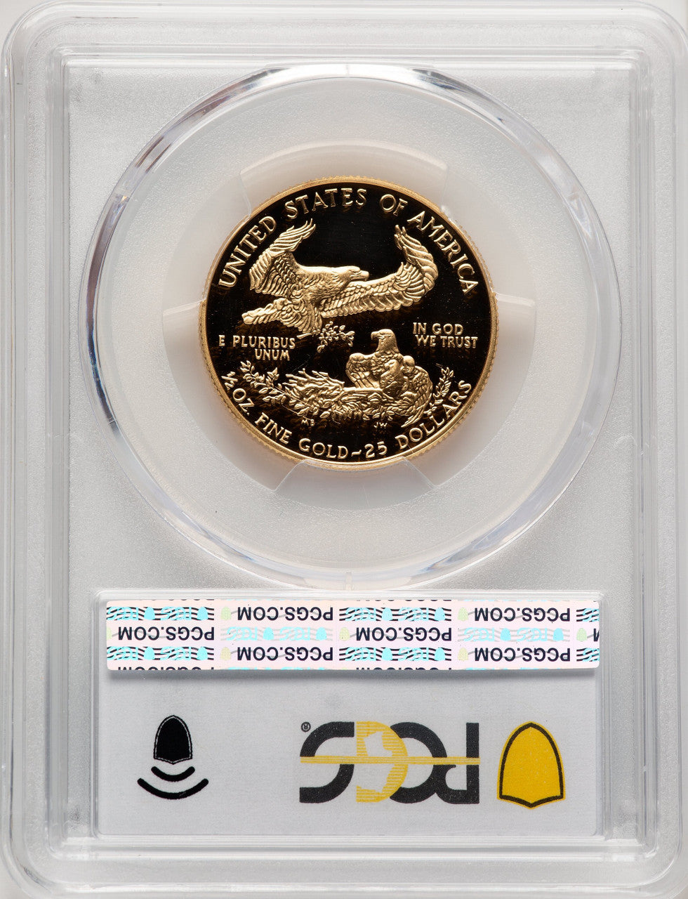 1990-P $25 Half-Ounce Gold Eagle Blue Gradient PCGS PR70