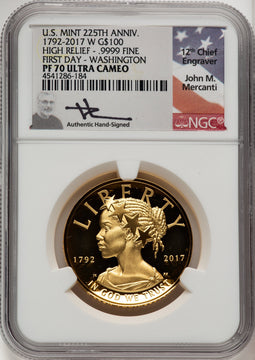2017-W G$100 American Liberty High Relief John Mercanti NGC PF70