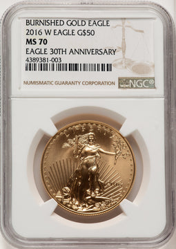 2016-W $50 One-Ounce Gold Eagle 30th Anniversary NGC MS70