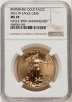 2016-W $50 One-Ounce Gold Eagle 30th Anniversary NGC MS70