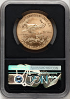 2018 $50 One-Ounce Gold Eagle First Day of Issue FDI Ed Moy Blk Core NGC MS70