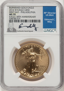 2016-W $50 One-Ounce Gold Eagle 30th Anniversary Ed Moy NGC MS70