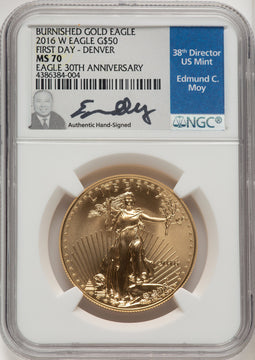 2016-W $50 One-Ounce Gold Eagle 30th Anniversary Ed Moy NGC MS70 (520704196)