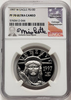 1997-W $100 One-Ounce Platinum Eagle Statue of Liberty Mike Castle NGC PF70