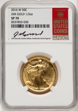 2016-W 50C Walking Liberty 100th Anniversary Gold Centennial Jeff Garrett Red Book NGC MS70 (775323034)