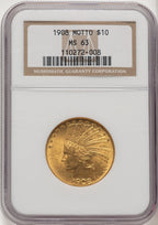 1908 $10 MOTTO Indian Eagle NGC MS63 (506642003)