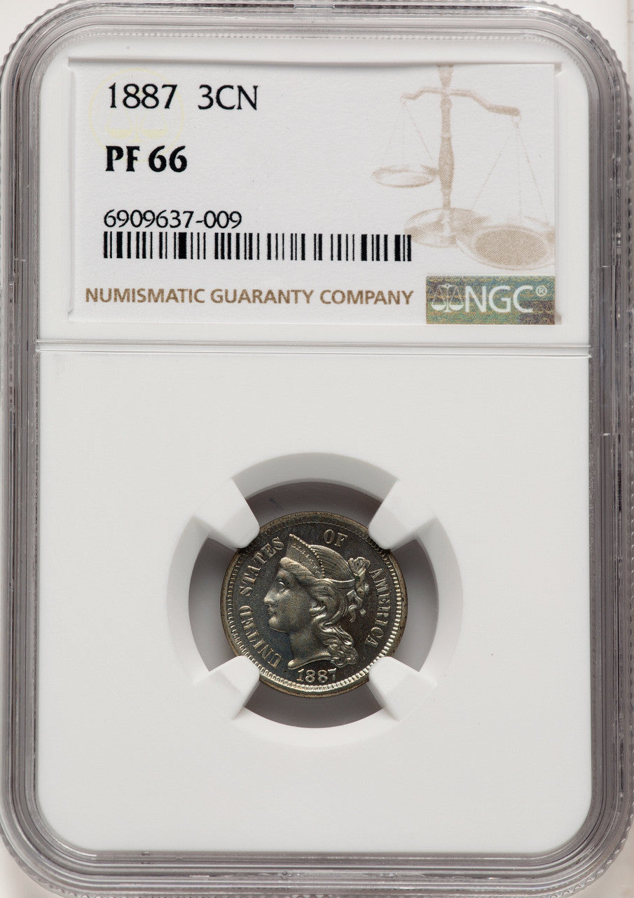 1887 3CN Proof Three Cent Nickel NGC PR66