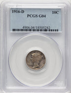 1916-D 10C Mercury Dime PCGS G4 (520695062)