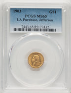 1903 G$1 JEFF Blue Gradient Commemorative Gold PCGS MS65