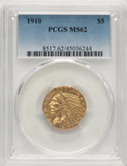1910 $5 Indian Half Eagle PCGS MS62