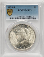 1928-S Peace Dollar PCGS MS63 (520667028)
