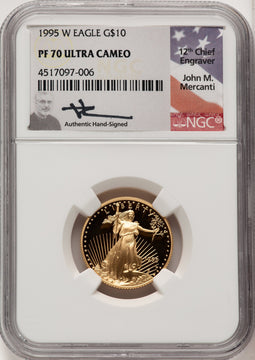 1995-W $10 Quarter-Ounce Gold Eagle John Mercanti NGC PF70