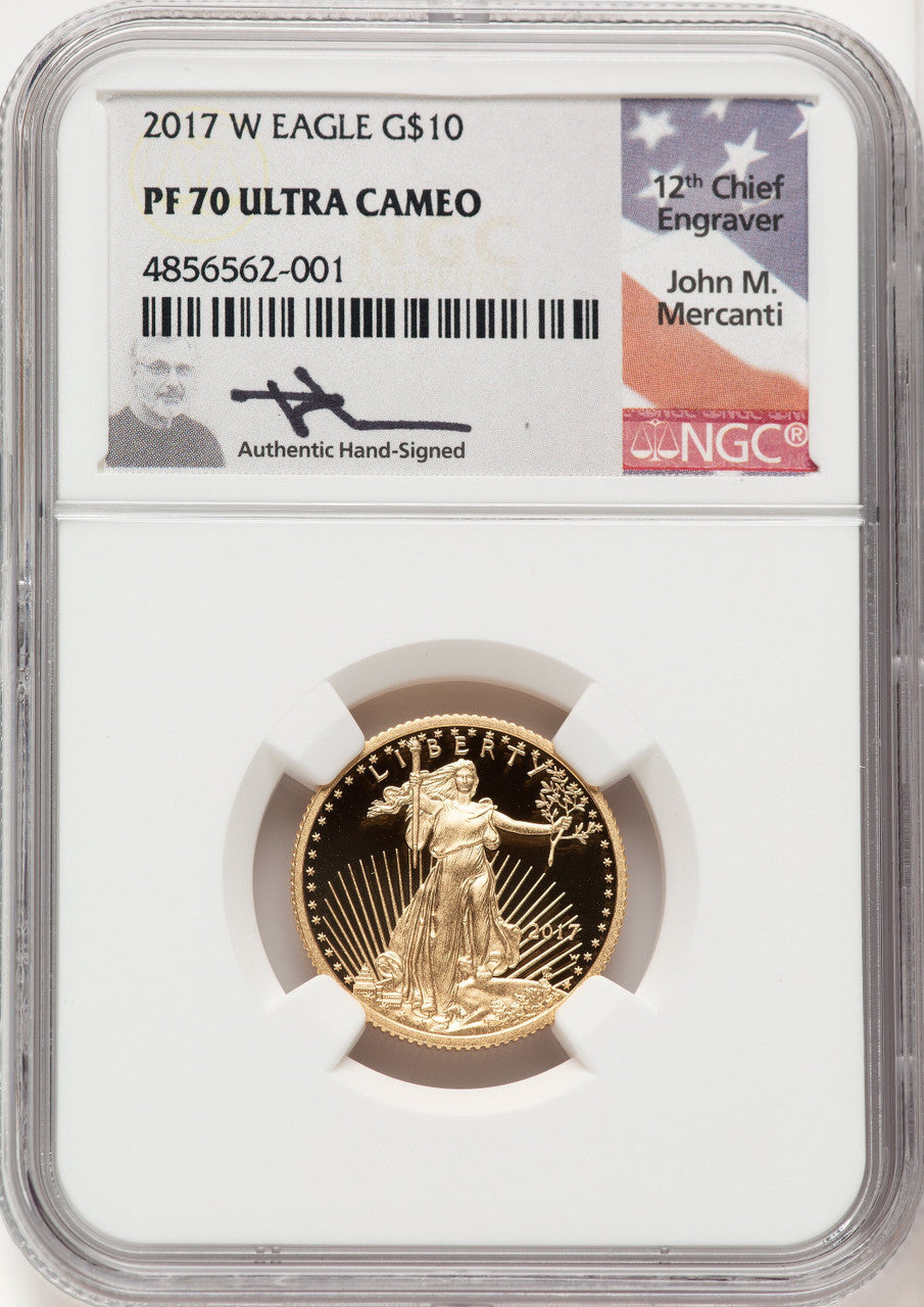 2017-W $10 Quarter-Ounce Gold Eagle John Mercanti NGC PF70