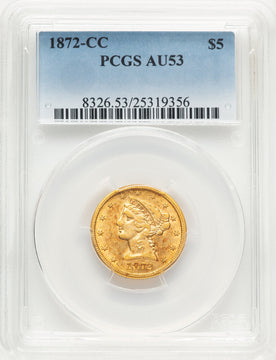 1872-CC $5 Liberty Half Eagle PCGS AU53