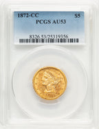 1872-CC $5 Liberty Half Eagle PCGS AU53