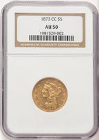 1873-CC $5 Liberty Half Eagle NGC AU50