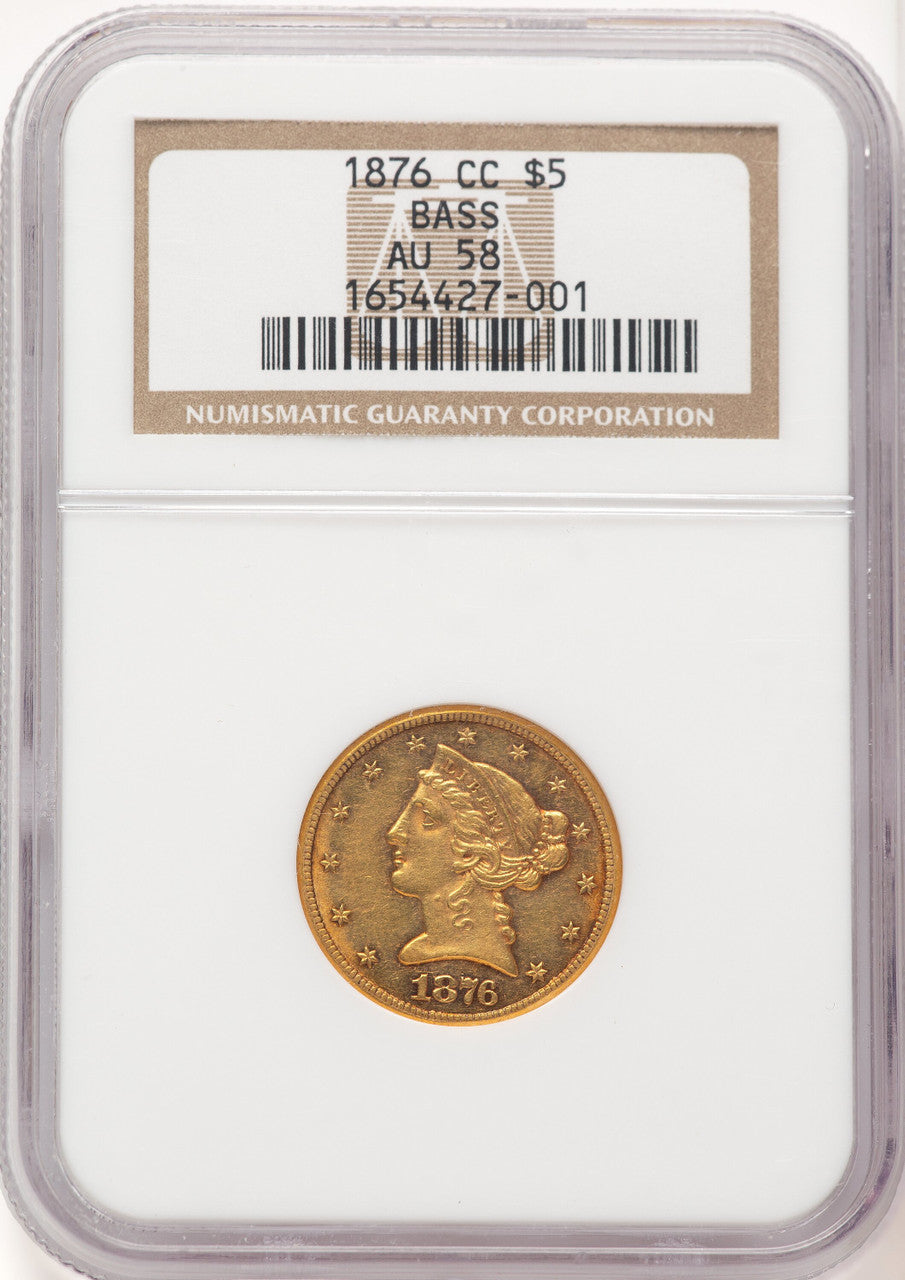 1876-CC $5 Liberty Half Eagle NGC AU58