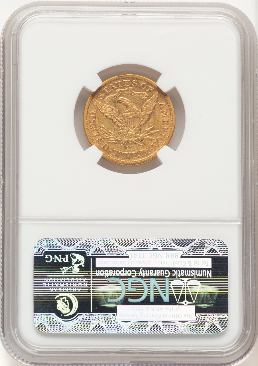 1877-CC $5 Liberty Half Eagle NGC AU50
