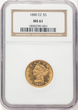 1880-CC $5 Liberty Half Eagle NGC MS61