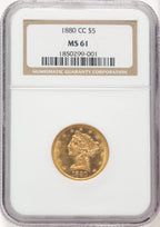 1880-CC $5 Liberty Half Eagle NGC MS61