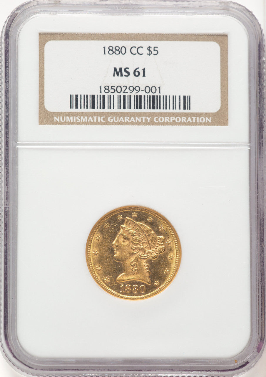 1880-CC $5 Liberty Half Eagle NGC MS61