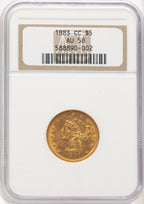 1883-CC $5 Liberty Half Eagle NGC AU58 (776052014)