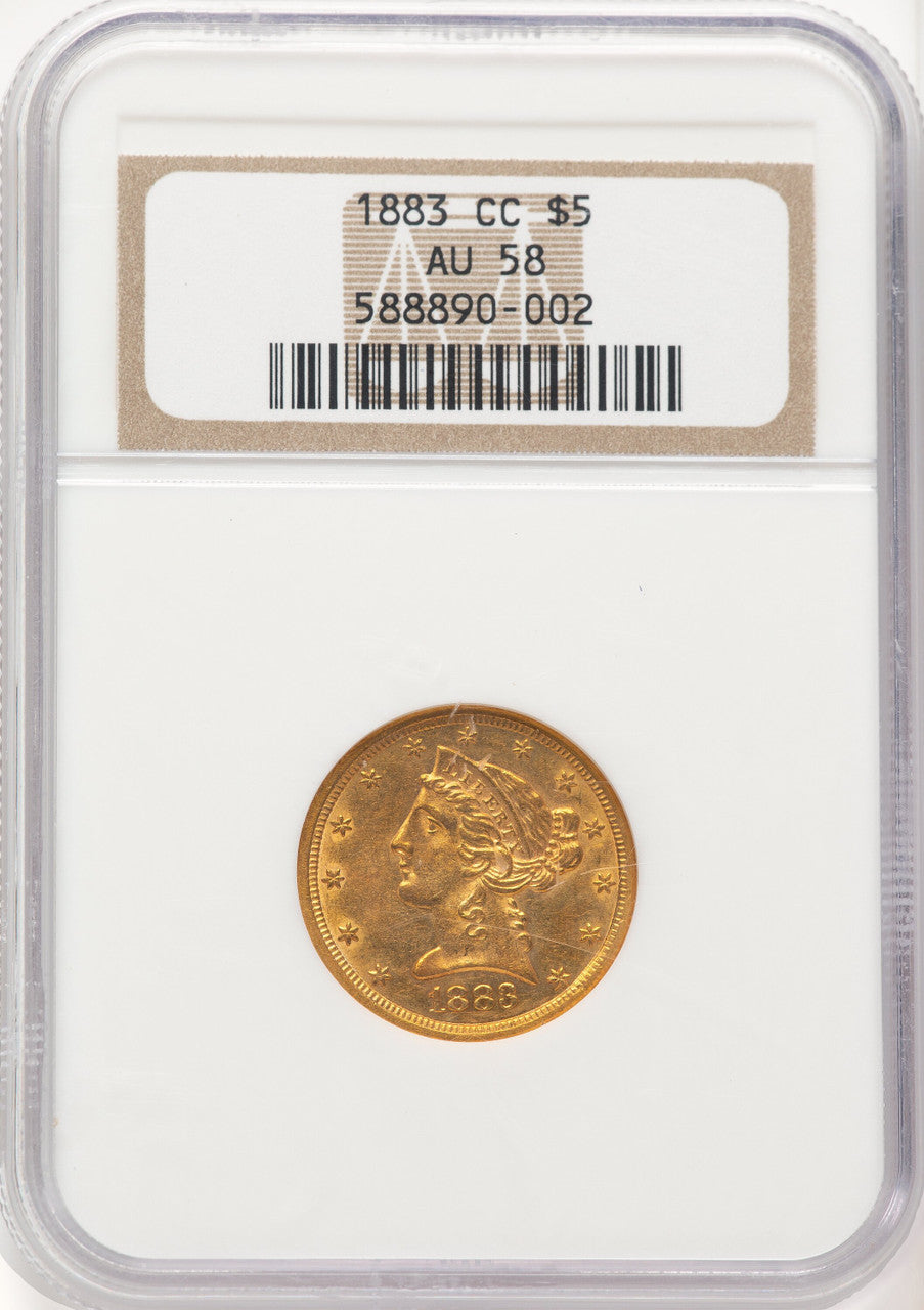 1883-CC $5 Liberty Half Eagle NGC AU58 (776052014)