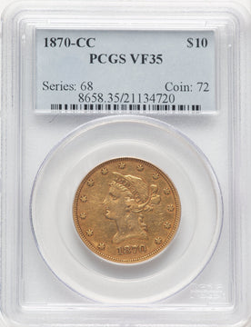 1870-CC $10 Liberty Eagle PCGS VF35