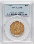 1874-CC $10 Liberty Eagle PCGS XF45 (776052024)