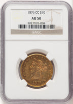1876-CC $10 Liberty Eagle NGC AU50