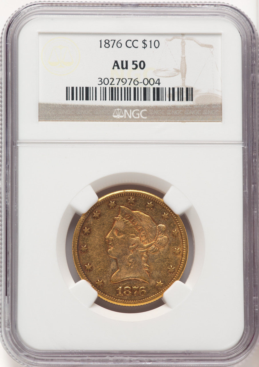 1876-CC $10 Liberty Eagle NGC AU50