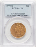 1877-CC $10 Liberty Eagle PCGS AU50
