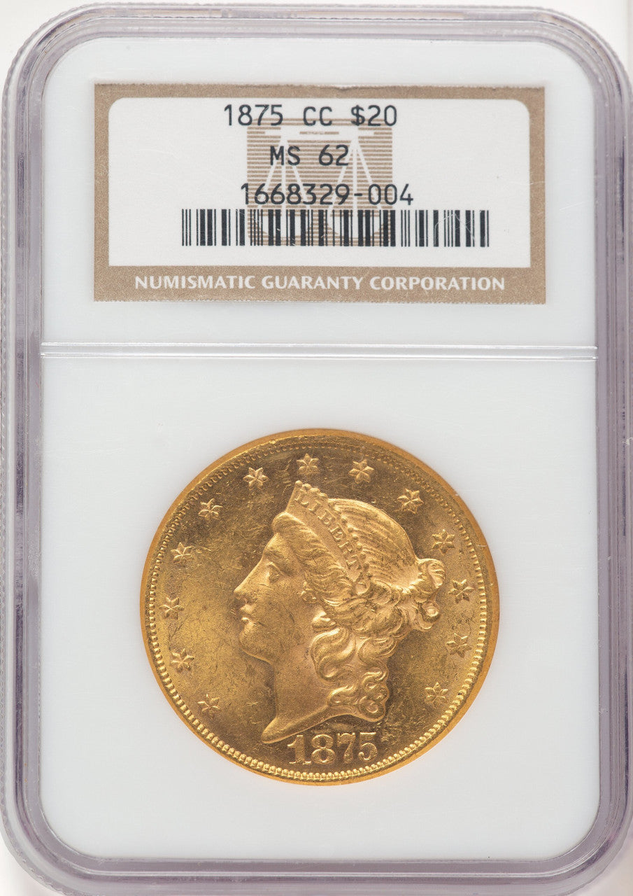 1875-CC $20 Liberty Double Eagle NGC MS62 (776052044)