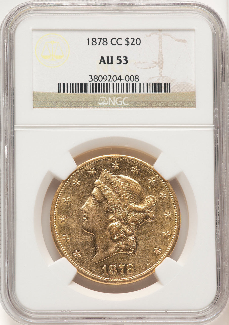 1878-CC $20 Liberty Double Eagle NGC AU53