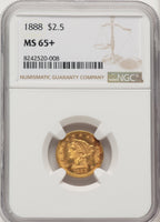 1888 $2.50 Liberty Quarter Eagle NGC MS65+ (775405013)