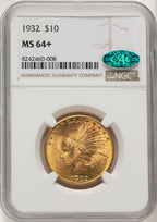 1932 $10 CAC Indian Eagle NGC MS64+