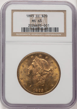 1893-CC $20 Liberty Double Eagle NGC MS63 (776011006)